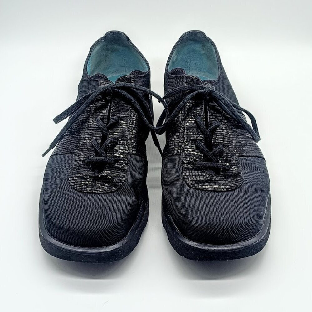 Thierry Rabotin Italy Black Patent Leather Stretch Mesh Shoes